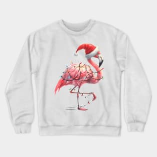 Flamingo Wrapped In Christmas Lights Crewneck Sweatshirt